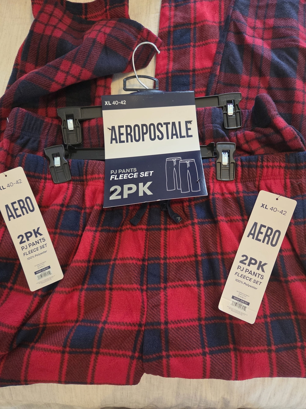Aeropostale Mens Plaid Fleece PJ Pants 2-Pack